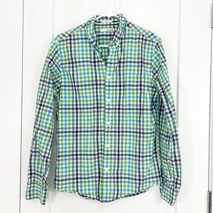 Hawker Rye Small Green, Blue, White Plaid Slim Fit Collared Button Down Shirt